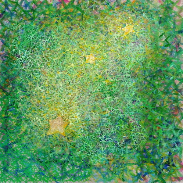 모닝스타, 112x112cm, acrylic and glass powder on canvas, 2018. [사진제공=갤러리위]