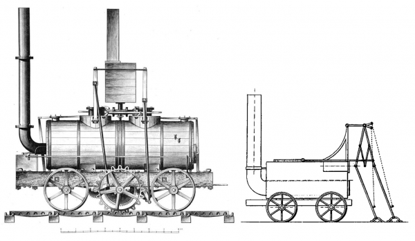 블렌킨솝이 만든 톱니바퀴 기관차(왼쪽)와 브런튼의 '증기말'(오른쪽). [사진=도서출판 궁리] 